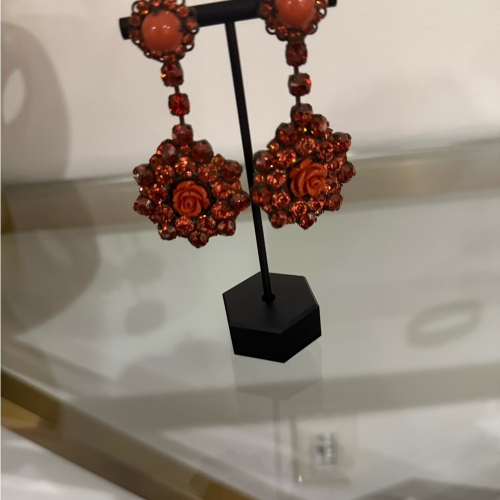 Dimitriadis Anthropologie Dangling Rose Earrings EUC - Picture 5 of 9